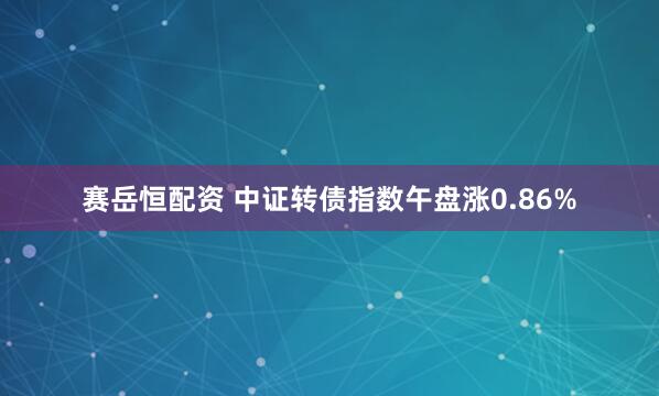 赛岳恒配资 中证转债指数午盘涨0.86%